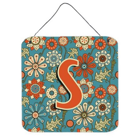 Carolines Treasures Letter S Flowers Retro Blue Wall and Door Hanging Prints CJ2012-SDS66